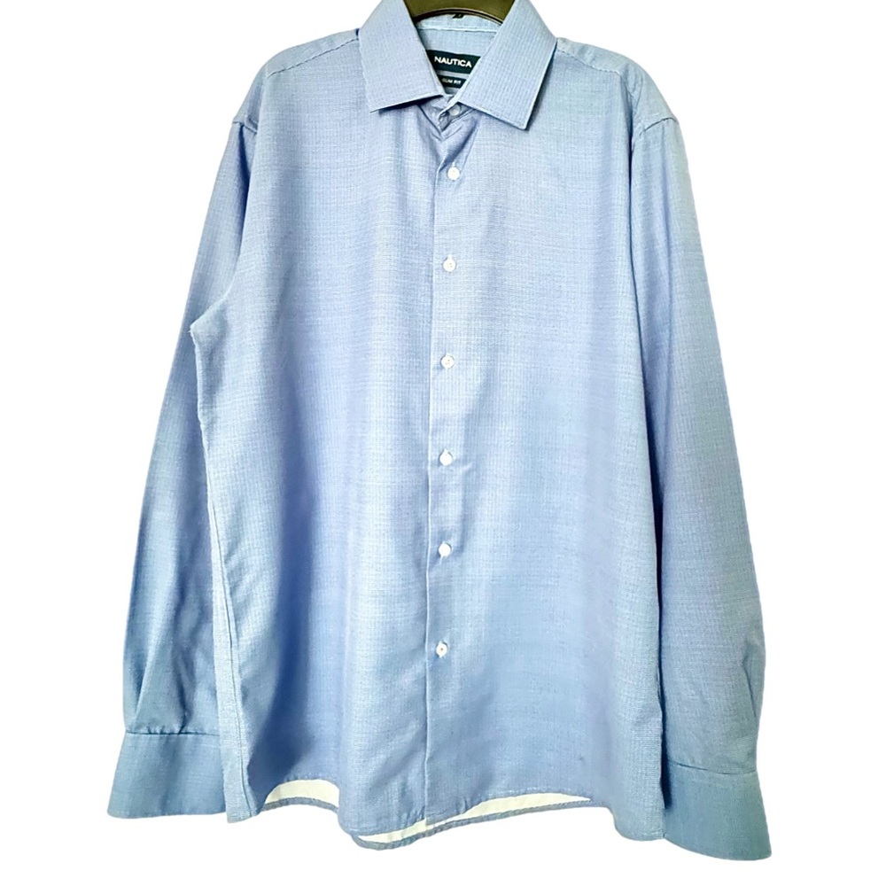 Nautica Men's Blue Slim Fit Dress Shirt
